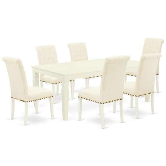 Dining Room Set Linen White, LGBR7-LWH-02