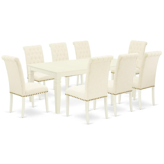 Dining Room Set Linen White, LGBR9-LWH-02