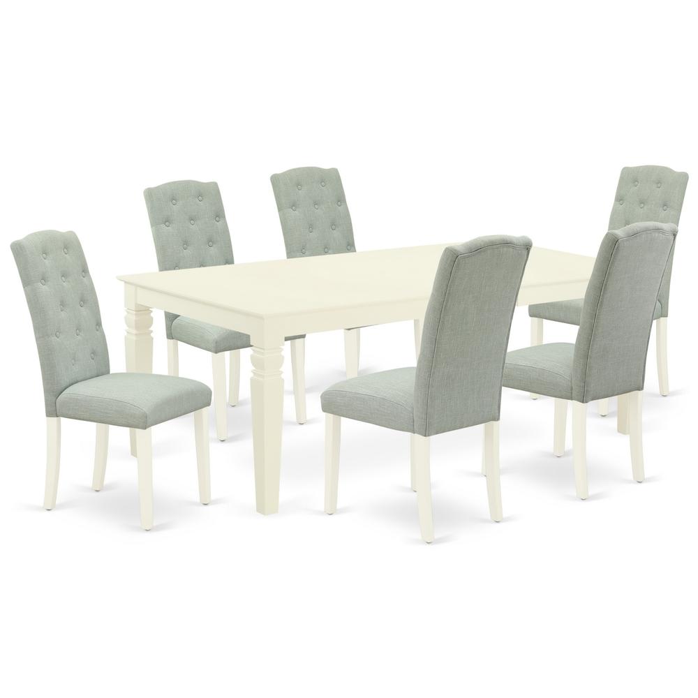 Dining Room Set Linen White, LGCE7-LWH-15