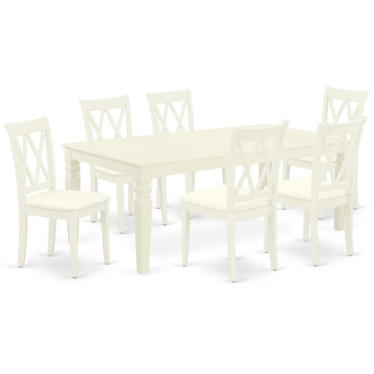 Dining Room Set Linen White, LGCL7-LWH-C