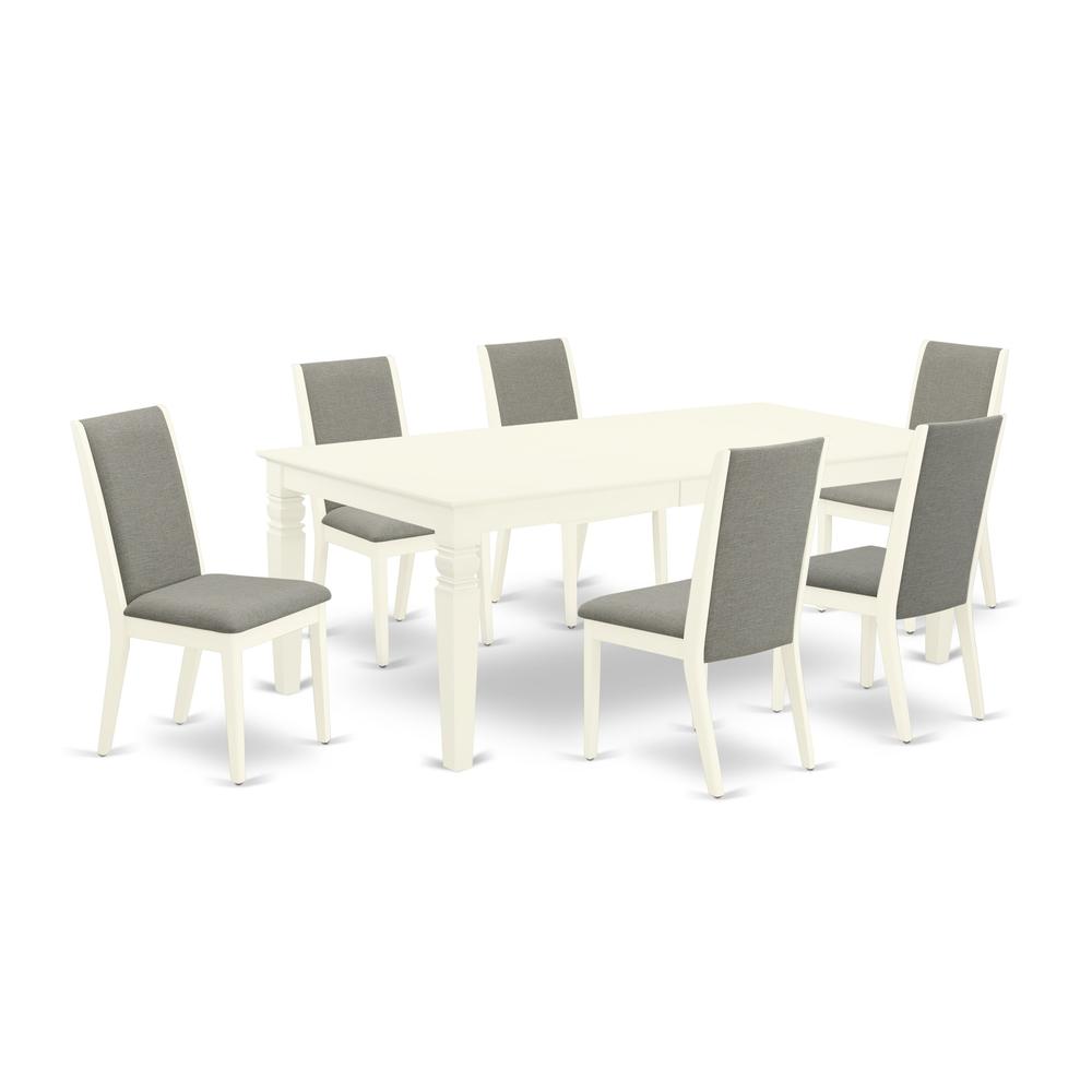 Dining Room Set Linen White, LGLA7-LWH-06