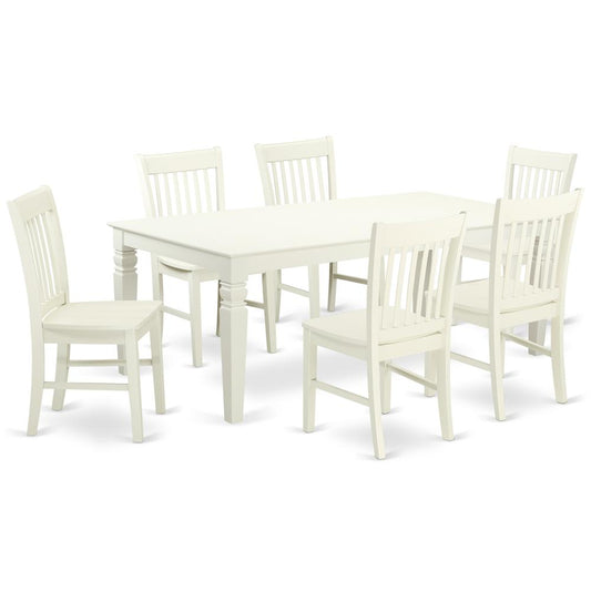 Dining Room Set Linen White, LGNO7-LWH-W