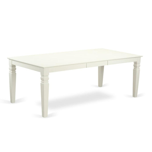 Logan  Dining  Table  with  Wood  Seat  -  Linen  White  Finish.