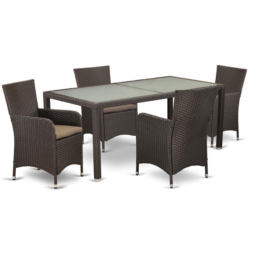 Wicker Patio Set Dark Brown, LULU5-63S