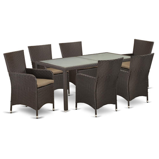 Wicker Patio Set Dark Brown, LULU7-63S