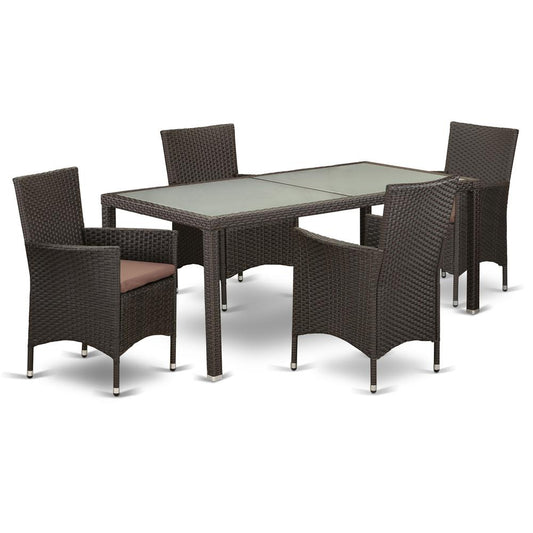 Wicker Patio Set Dark Brown, LUVL5-63S