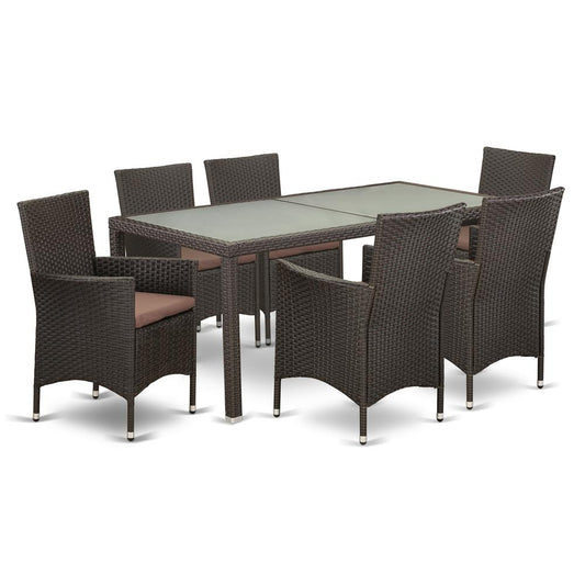 Wicker Patio Set Dark Brown, LUVL7-63S