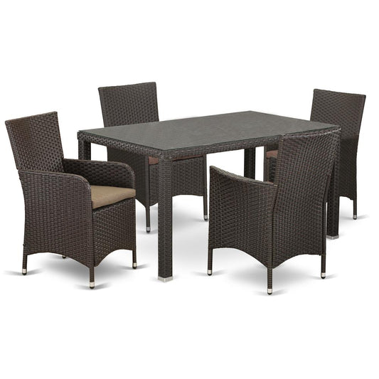 Wicker Patio Set Dark Brown, MALU5-63S