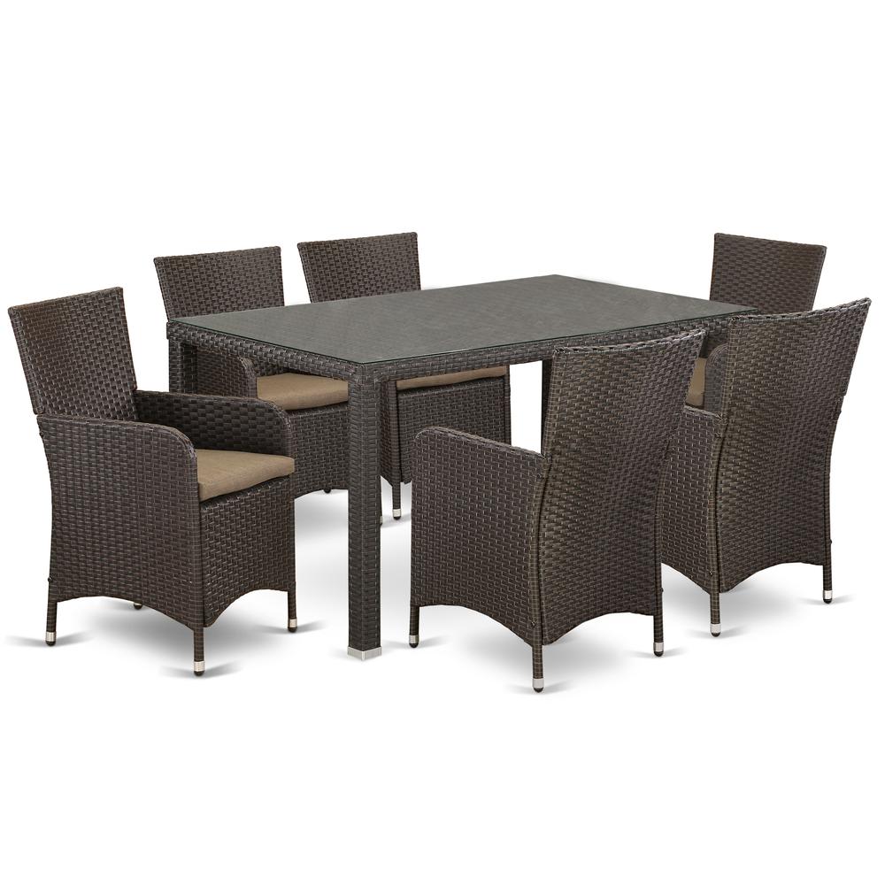 Wicker Patio Set Dark Brown, MALU7-63S