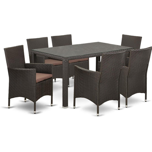 Wicker Patio Set Dark Brown, MAVL7-63S