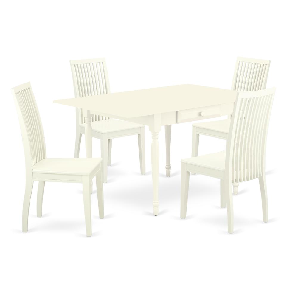 Dining Room Set Linen White, MZIP5-LWH-W