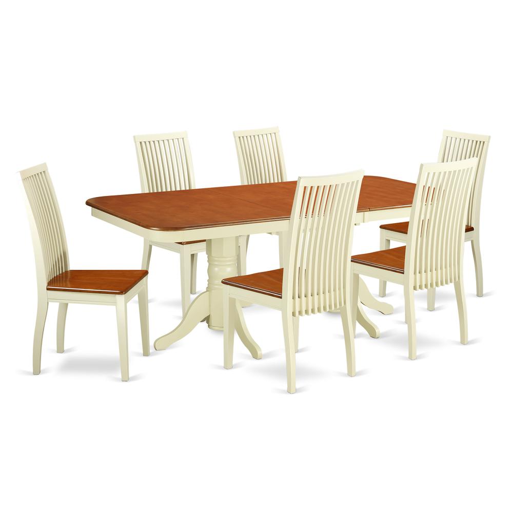 Dining Room Set Buttermilk & Cherry, NAIP7-BMK-W