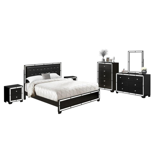 East West Furniture Nella 1 Piece Rectangular Chest of Wooden Drawers for Bedroom - Black Legs