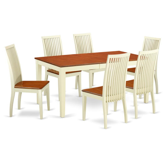 Dining Room Set Buttermilk & Cherry, NIIP7-BMK-W