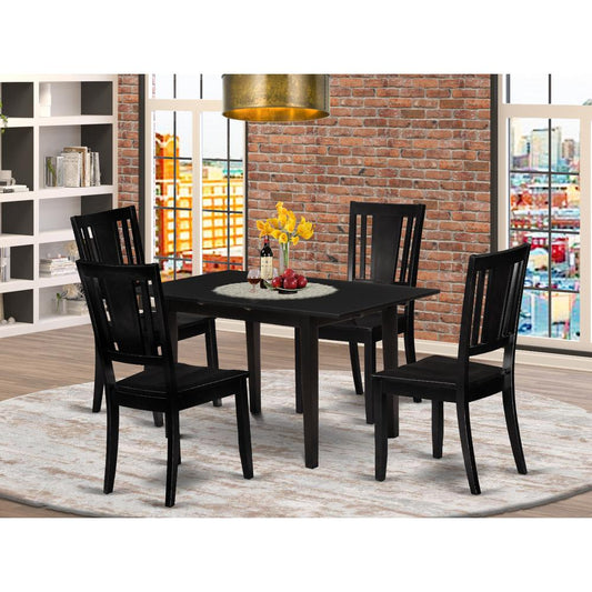 Dining Table- Dining Chairs, NODU5-BLK-W