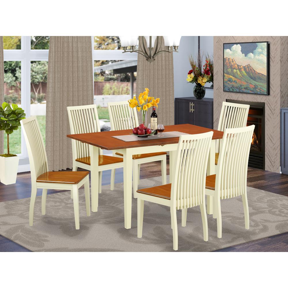 Dining Room Set Buttermilk & Cherry, NOIP7-BMK-W