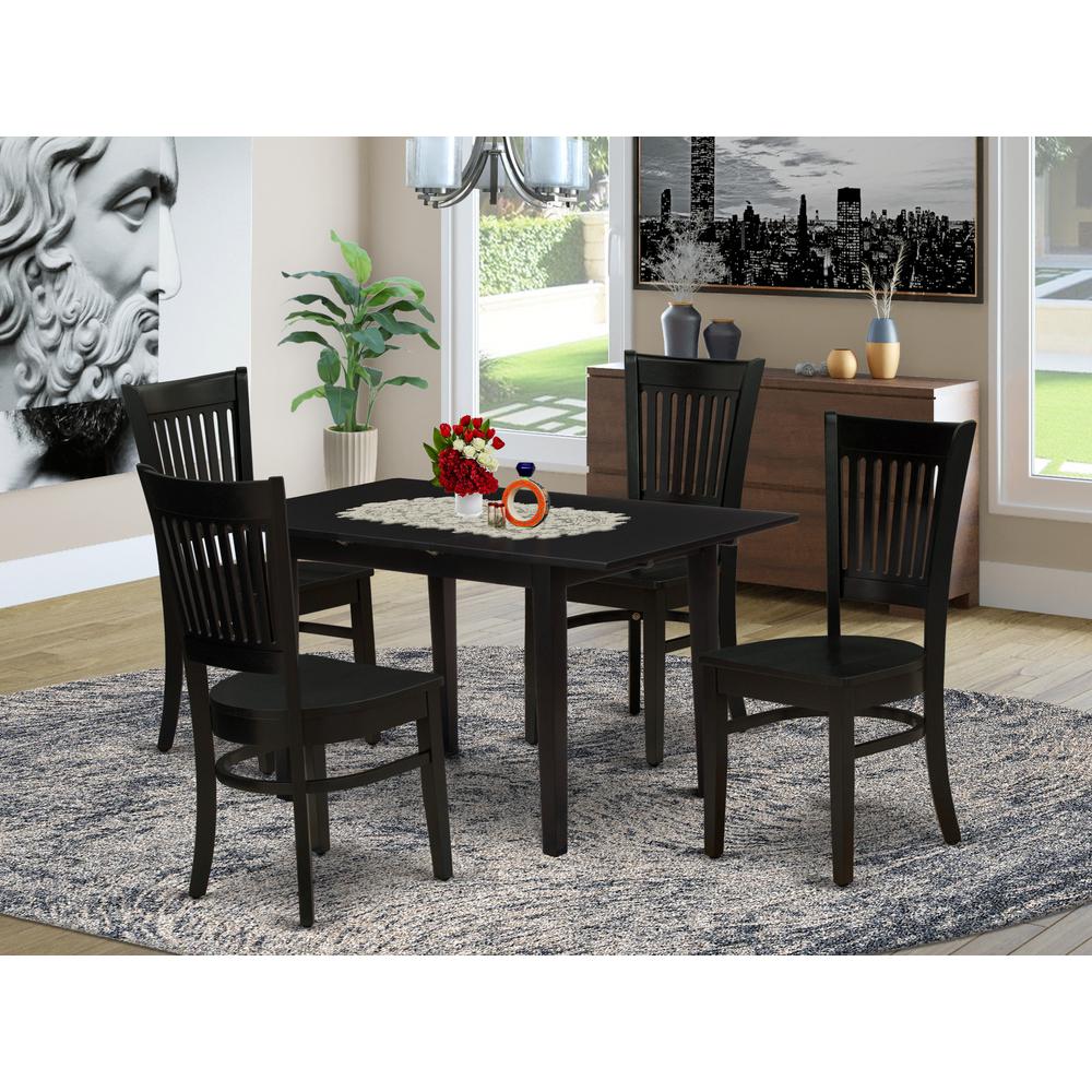 Dining Table- Dining Chairs, NOVA5-BLK-W