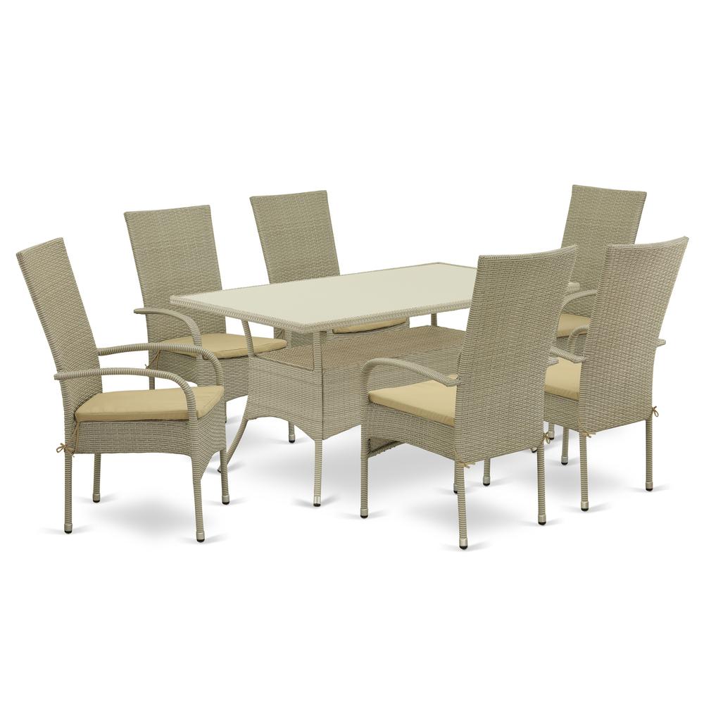 Wicker Patio Set Natural Linen, OSOS7-03A