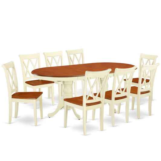 9 pcs Dining Room Set Buttermilk & Cherry, PLCL9-BMK-W