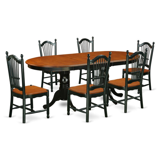 Dining Room Set Black & Cherry, PLDO7-BCH-W