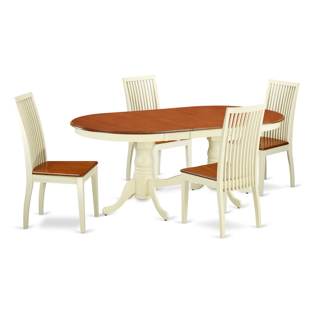 Dining Room Set Buttermilk & Cherry, PLIP5-BMK-W