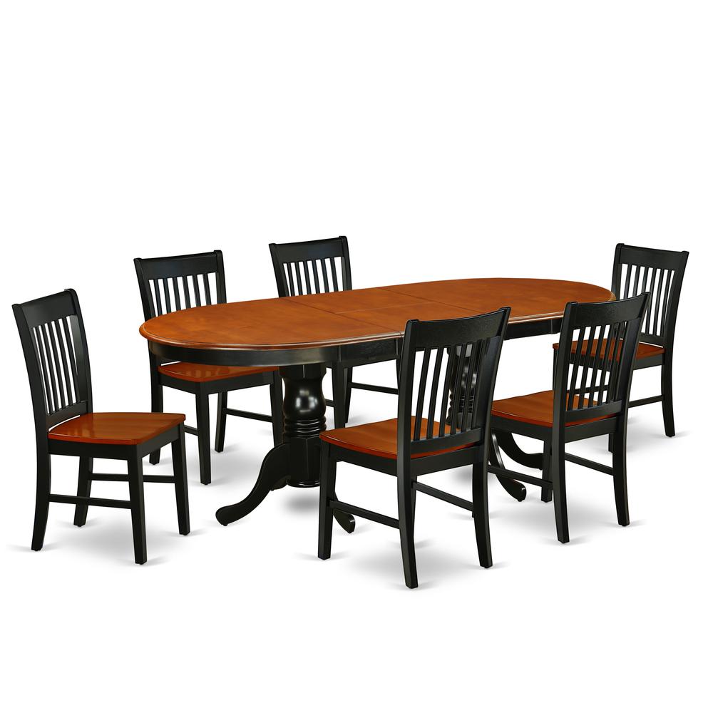 Dining Room Set Black & Cherry, PLNO7-BCH-W