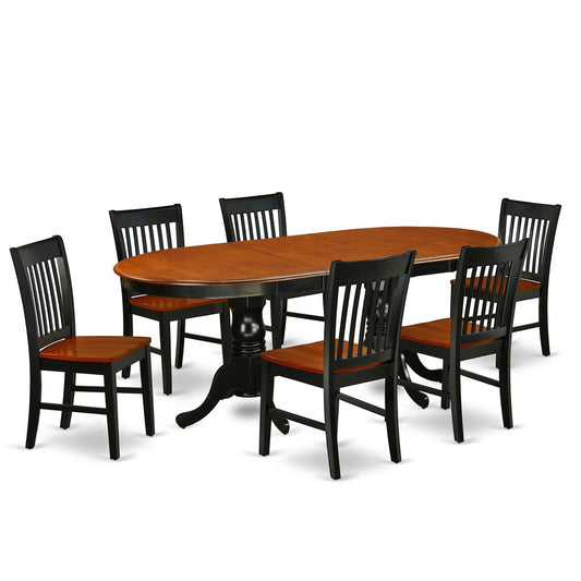 Dining Room Set Black & Cherry, PLNO7-BCH-W