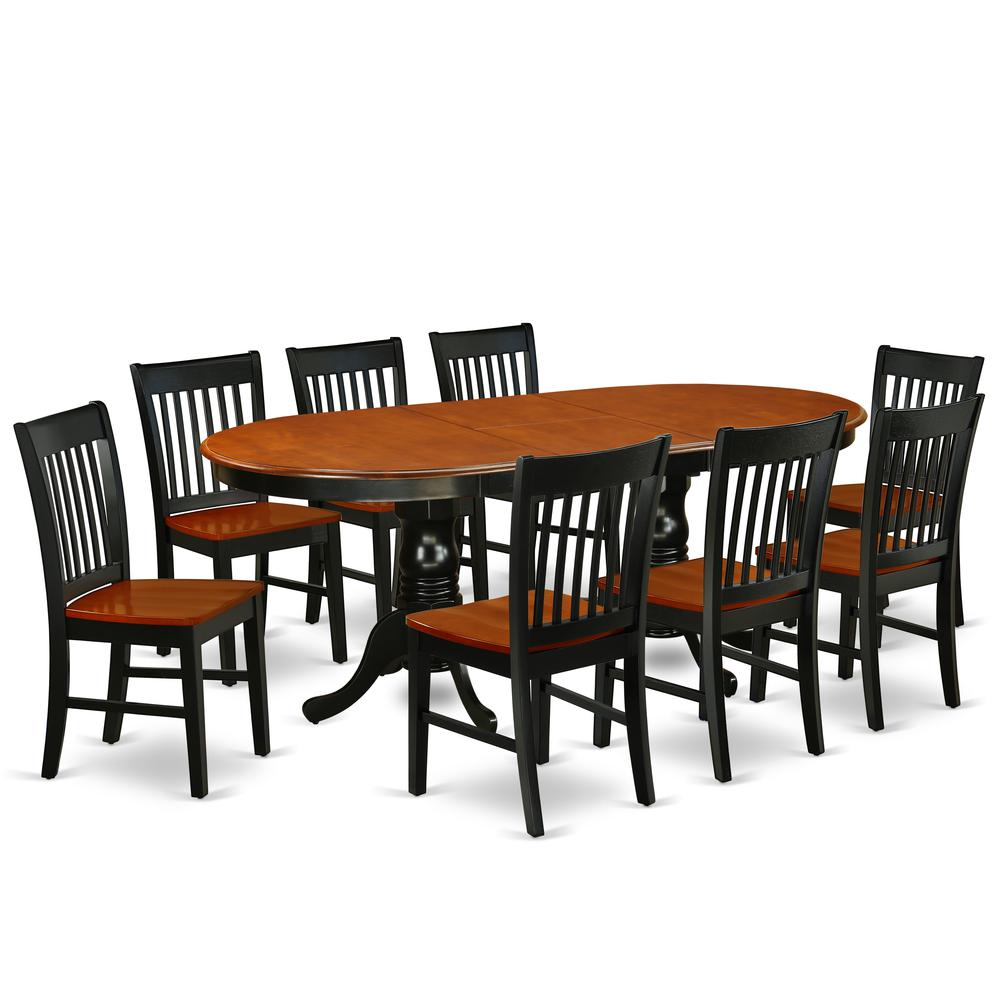 Dining Room Set Black & Cherry, PLNO9-BCH-W