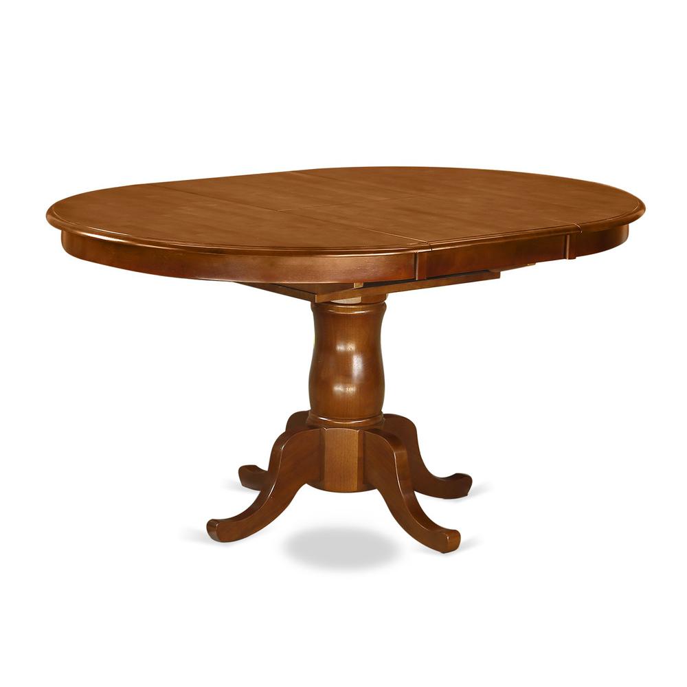 Portland  Single  Pedestal  Oval  Dining  table  with  18"  extension  butterfly  leaf  in  Saddle  Brown  Finish