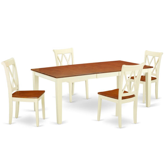 Dining Room Set Buttermilk & Cherry, QUCL5-BMK-W