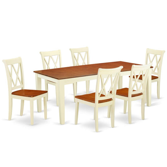 Dining Room Set Buttermilk & Cherry, QUCL7-BMK-W