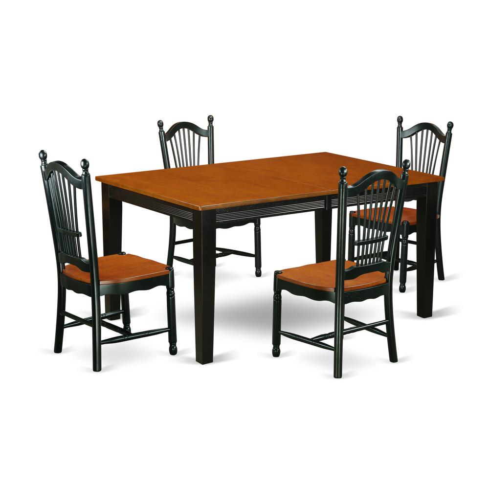 Dining Room Set Black & Cherry, QUDO5-BCH-W