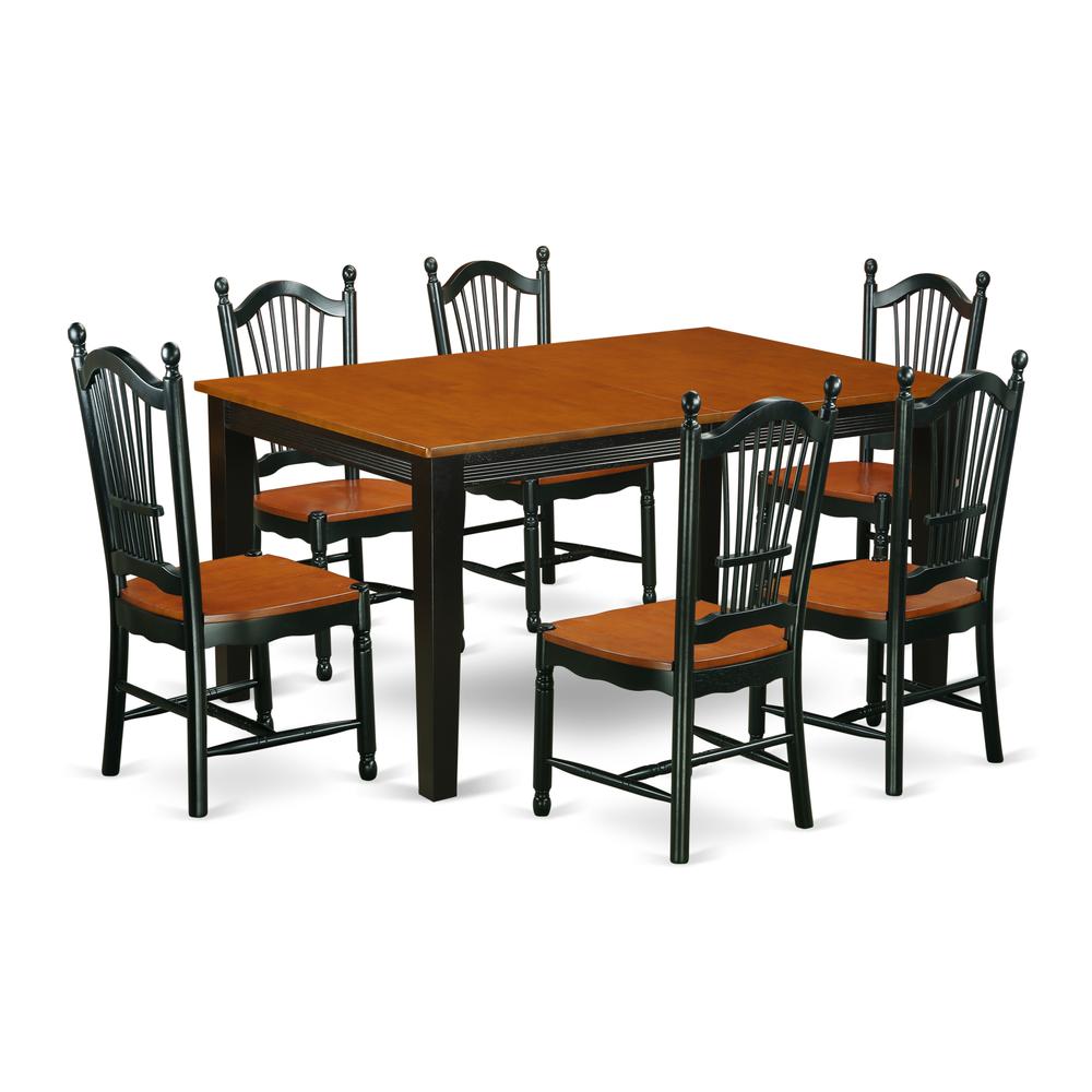 Dining Room Set Black & Cherry, QUDO7-BCH-W