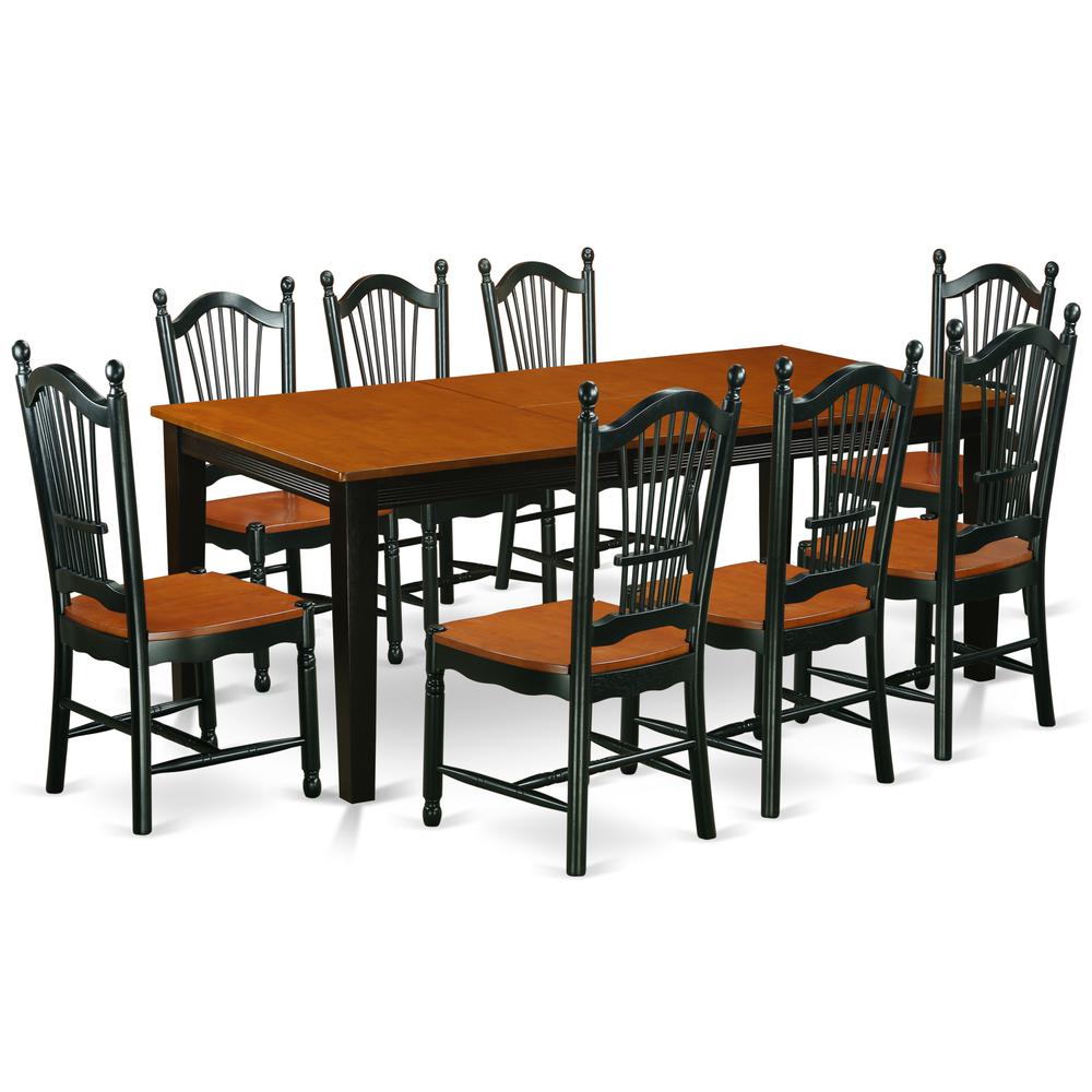 Dining Room Set Black & Cherry, QUDO9-BCH-W