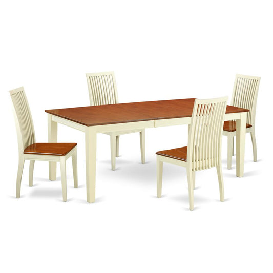 Dining Room Set Buttermilk & Cherry, QUIP5-BMK-W