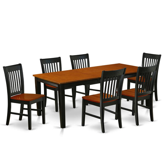 Dining Room Set Black & Cherry, QUNO7-BCH-W