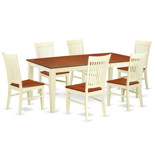 Dining Room Set Buttermilk & Cherry, QUWE7-BMK-W