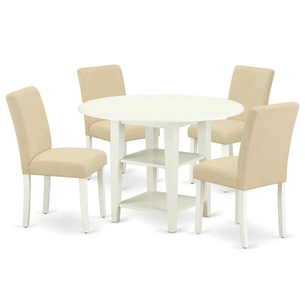 Dining Room Set Linen White, SUAB5-LWH-02