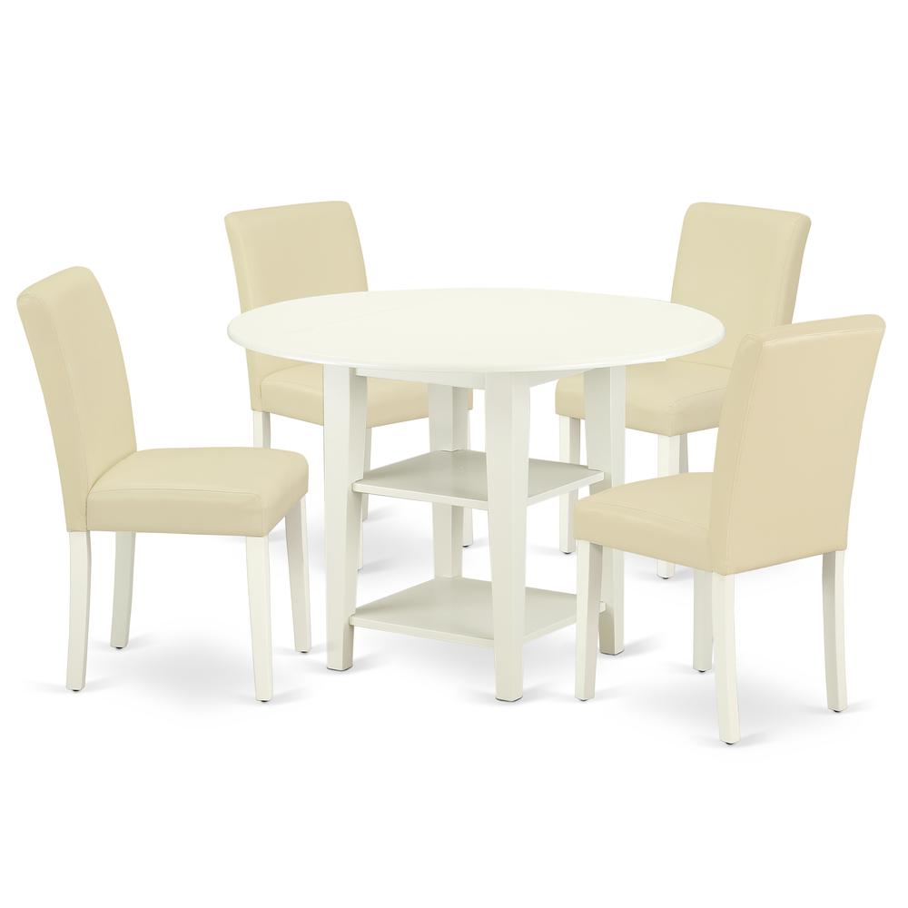 Dining Room Set Linen White, SUAB5-LWH-64