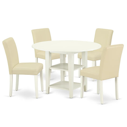 Dining Room Set Linen White, SUAB5-LWH-64