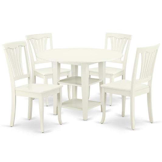 Dining Room Set Linen White, SUAV5-LWH-W