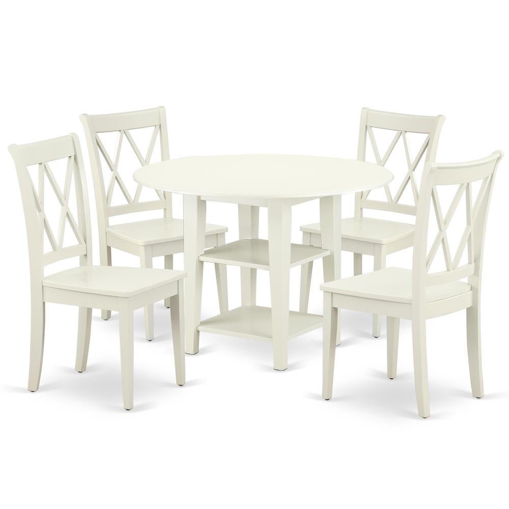 Dining Room Set Linen White, SUCL5-LWH-W