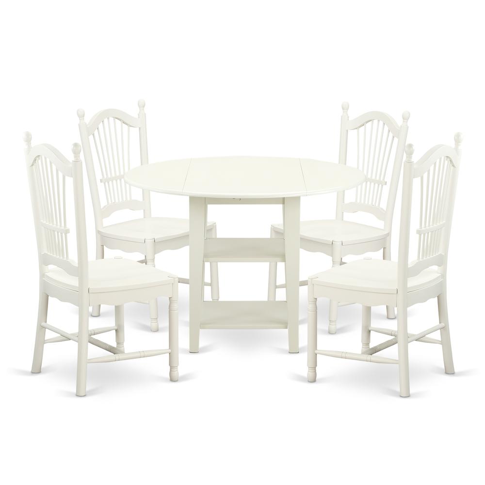 Dining Room Set Linen White, SUDO5-LWH-W