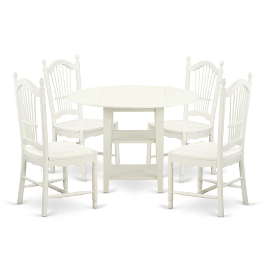 Dining Room Set Linen White, SUDO5-LWH-W