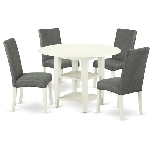 Dining Room Set Linen White, SUDR5-LWH-07