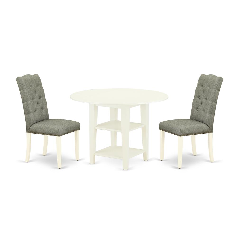 Dining Room Set Linen White, SUEL3-LWH-07