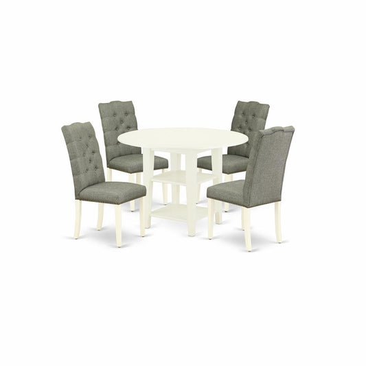 Dining Room Set Linen White, SUEL5-LWH-07