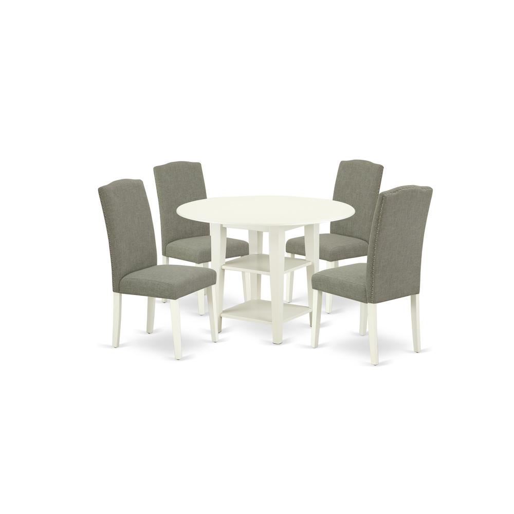 Dining Room Set Linen White, SUEN5-LWH-06