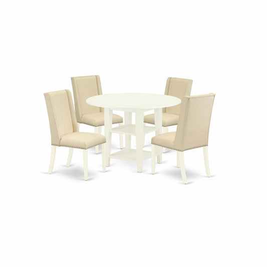 Dining Room Set Linen White, SUFL5-LWH-01