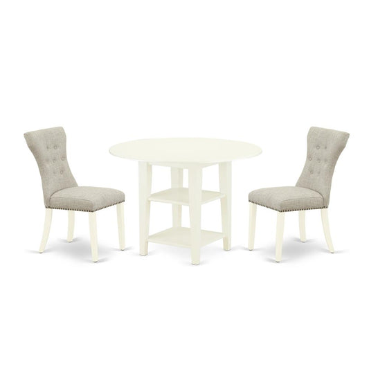 Dining Room Set Linen White, SUGA3-LWH-35